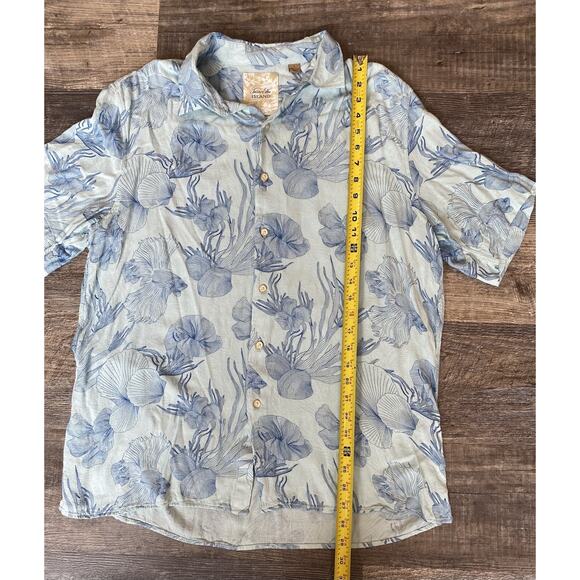 Tasso Elba Island Mens Large Blue Jellyfish Rayon Short Sleeve Summer Camp Shirt - Picture 4 of 8